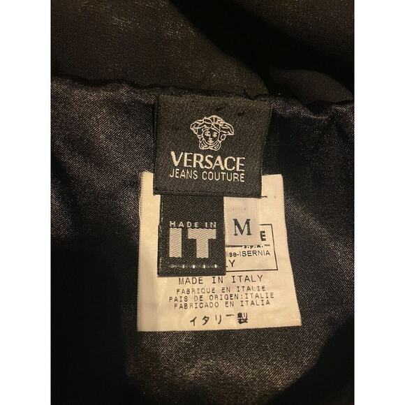 Vintage Versace Black Mini Dress M 8 Strapless Beaded Designer Cocktail Party - Picture 10 of 16